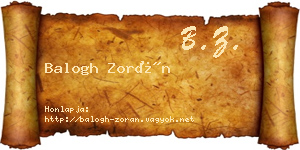 Balogh Zorán névjegykártya